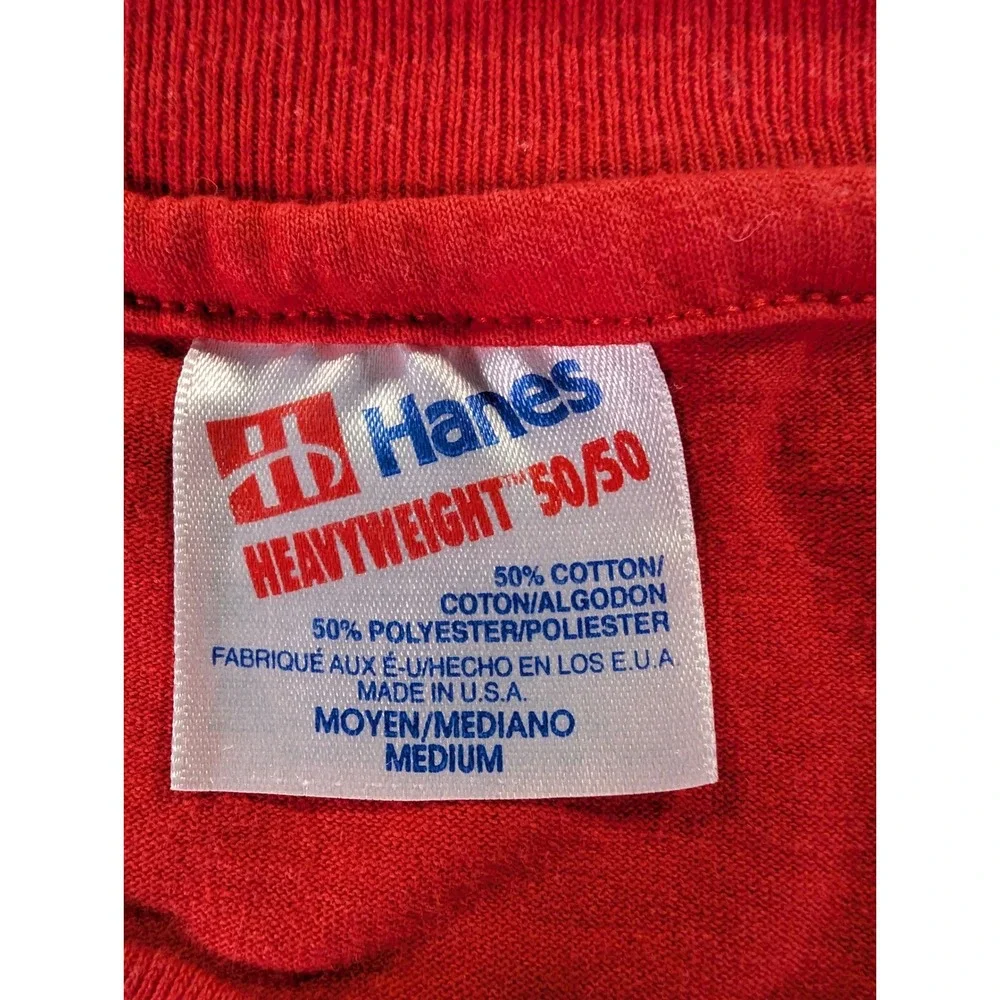Vintage Y2K Rare Hanes Hermann Life Flight T Shirt Red Single Stitch Houston M